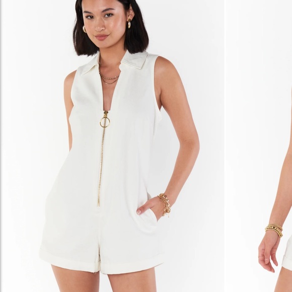 Show me your mumu Reno Romper Zip Up Seasalt - Picture 8 of 9